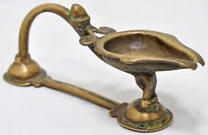 Antique Brass Temple Diya Light Aarti Stand Original Hand Crafted Fine Engraved - Picture 1 of 8