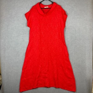 Lungo Larno Dress Womens Medium Red Pure Linen Italian Embroidered Lightweight - Picture 1 of 7