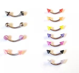 Barra de cejas curva espiga acero color bola perno cuerpo piercing 10 mm B20 - Imagen 1 de 23