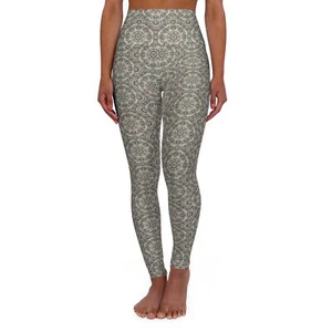 High waisted_Yoga Leggings, Mandala Pattern, Floral and Geometric Elements - Picture 1 of 25