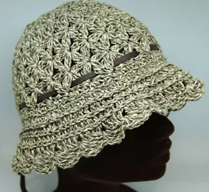 C&A Paper Straw Cloche 22,5′′ / 57 cm Khaki Beige Sommer Schlapp Sommer Hut Reise - Bild 1 von 6