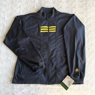 Chaqueta Adidas De Colección Para Mujer Mediana Azul Marino Amarillo 3 Rayas Cremallera Completa Sin Capucha Años 90 Nueva Con Etiquetas Foto 1 de 4