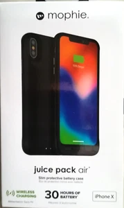 Mophie Juice Pack Air QI Mobile Case for IPhone X Black 30 hr Battery NEW - Picture 1 of 2