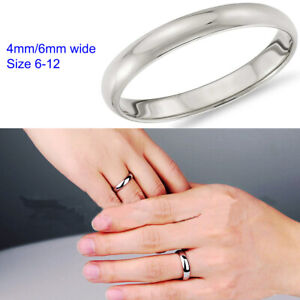 18K White Gold Filled Classic Comfort-Fit Round Edge Band Ring Size, 6-12 R253