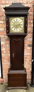 Antique GEORGIAN Oak 8 Brass Dial Day Grandfather / Longcase Clock  COATS WIGAN - Picture 1 of 12