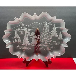 Mikasa Christmas Story Divided Relish Tray Frosted Glass Oval Platter Tree - Picture 1 of 12