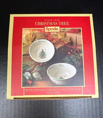 Spode Christmas Tree Dip Bowls "Naughty" & "Nice" NEW Set of 2 - Image 1 of 4