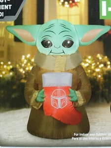 Baby Yoda Grogu Kind Star Wars aufblasbar Gemmy Weihnachtsdeko 4,5ft 2021 - Bild 1 von 10