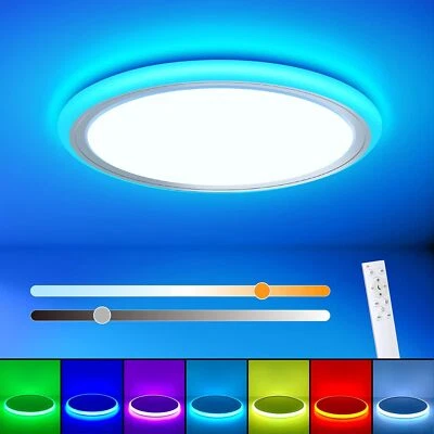 RGB Led Flush Mount Ceiling Light with Remote Control, 13Inch 24W 2400LM 3000 - Image 1 of 4