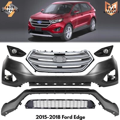 Front Bumper Cover Fascia & Grille Assembly Kit For 2015-2018 Ford Edge Foto 1 de 4