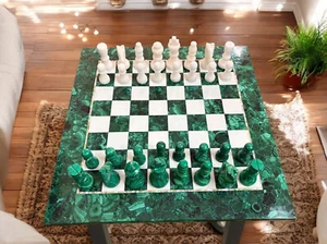 18 " Malachit Stein Schach Set Zufällig Edelstein Für Balkon & Garten Dekoration - Bild 1 von 6