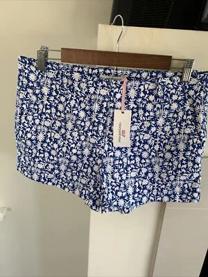 Shorts femininos VINEYARD VINES 4 estampa floral otomi azul Preppy Resort NOVO - Imagem 1 de 4