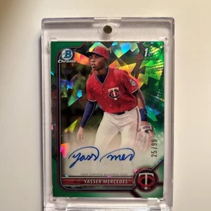2022 Bowman Chrome Yasser Mercedes 1st Green Atomic Refractor Auto /99 Twins RC - Picture 1 of 12