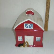 The Pioneer Woman Earthenware Rustic Red Barn Cookie Jar with Charlie The Dog