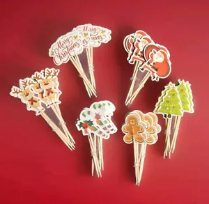 50 Stück Weihnachten Cake Topper Tortenaufsatz Tortenstecker Kuchendeko Muffin - Bild 1 von 1