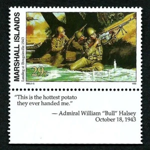 MARSHALL ISLANDS, SCOTT # 473, WITH TAB MNH LANDING AT BOUGAINVILLE 1943, WWII - Picture 1 of 1