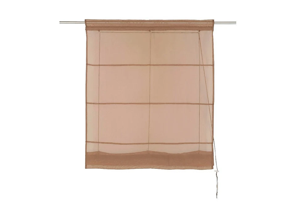 Raffrollo, mit Tunneldurchzug, Farbe Braun, Uni, transparenter Stoff, inkl. Mont - Bild 1 von 2
