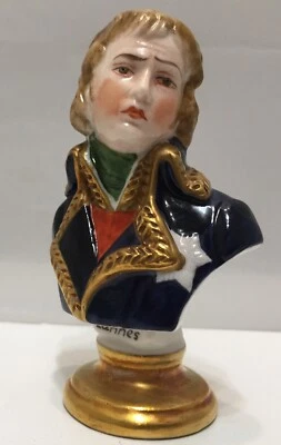 German Sitzendorf Rudolostadt Military Figurine Porcelain Bust LAMMES,3 1/2" - Image 1 of 4