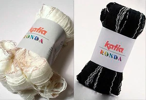 Katia Ronda Ruffle Yarn Color Choice Cream Black Loom Knit Crochet FRS Offer  - Picture 1 of 3
