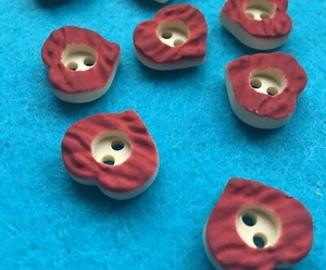 6 Knöpfe rot Hirschhorn-Imitat  Trachten, Landhausmode, Wiesn Kinderjanker, Deko - Bild 1 von 4