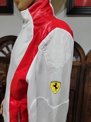 PUMA Scuderia ferrari Size L jacket Sweatshirt White Red Full Zip,  Pockets #R1 - Image 1 of 4