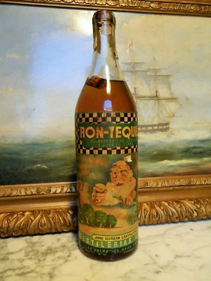 RUM  RON TEQUILA = VERY OLD BOTTLE = OF 50s RARO RHUM – RUM TEQUILA JOSE MORENO - Photo 1/3