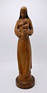 Hand Carved Wood Mother Mary Jesus Religious Catholic Christian 13.75" Figure - Picture 1 of 12