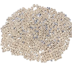 Letter Beads Alphabet Beads Wood & Plastic Over 400 Wood Over 50 Plastic - Picture 1 of 4