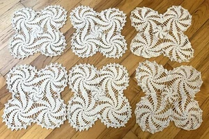 Vintage Crocheted Doilies Handmade Ivory Swirl Design Home Decor- Lot of 6 A4 - Picture 1 of 7