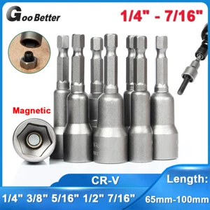 Magnetic Nut Driver Socket Impact Drill Bit Imperial 1/4" 3/8" 5/16" 1/2" 7/16" - Picture 1 of 20