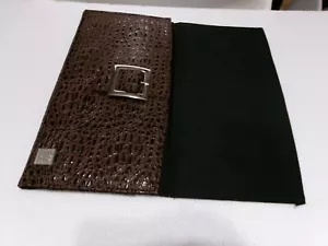 FOLDING JEWELRY TRAVEL MAT FAUX CROC LEATHER LINED NECKLACE BRACELET DISPLAY - Picture 1 of 9