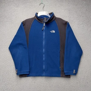 The North Face Denali Fleece Jacket Boy Large Blue Gray Full Zip Pockets Outdoor - Picture 1 of 11
