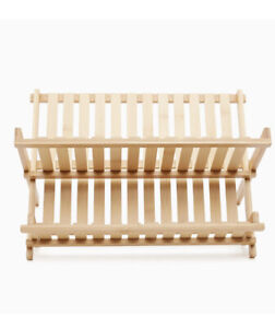 WOODEN Kitchen Bamboo  2 Tier Dish Rack Drainer Bamboo Kitchen Plate, Cutlery