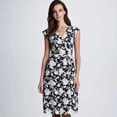 Vestido para mujer Tory Burch Victoria estampado floral seda hasta la rodilla talla 8 cuello en V Foto 1 de 4