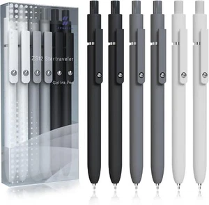 Gel Pens,6 Pcs 0.5mm Fine Point Black Ink Pens With Smooth Writing,Quick Dry Pen - Picture 1 of 7