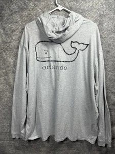 Vineyard Vines Hoodie Mens 2XL Gray Whale Orlando Spellout Lightweight Shirt - Picture 1 of 10