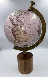 DREXEL HERITAGE World Globe Dusty Pink WOOD BASE 16"H Ladies Office Decor Travel - Picture 1 of 7