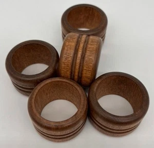 Handmade Wooden Napkin Rings lot of 5 - Picture 1 of 5