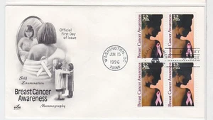 TurtlesTradingPost- Breast Cancer Awareness 1996 FDC #3081 Artcraft Block of 4 - Picture 1 of 1