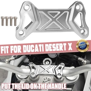 Handlebar Riser Clamp Upper Cover Silver Fits Ducati DesertX Desert X 2022 2023 - Picture 1 of 9
