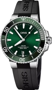Oris 01 733 7730 4157-07 4 24 64EB Aquis Date Automatik grün schwarz Herren Uhr - Bild 1 von 3