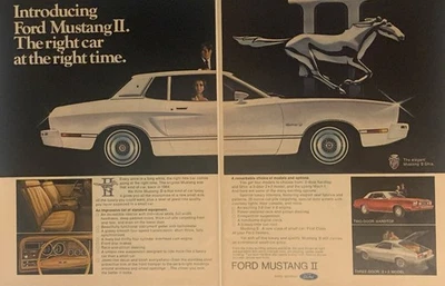 1974 Ford Mustang II Ghia PRINT AD Introducing Right Car At Right Time VTG 1970s - Imagem 1 de 4