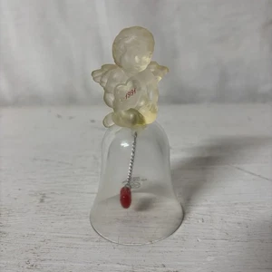 De colección Avon 1991 Love Clear 24% Cristal Plomo Querubín Campana Decoración Vidrio Ángel Corazón - Imagen 1 de 4