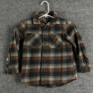 Patagonia Shirt Youth XS Brown Green Plaid Flannel Organic Cotton Button Up - Picture 1 of 13
