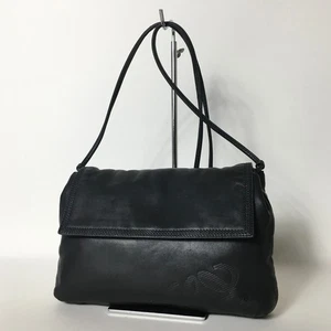 Authentic Loewe Shoulder Bag Nappa Leather Black Vintage Used - Picture 1 of 9