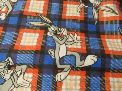 2 yard 18" x 44" Quilt Sewing Fabric 1995 Warner Bros. Bugs Bunny Blue Flannel - Image 1 of 4