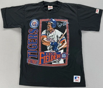 RARE Vintage 1991 Detroit Tigers Cecil Fielder #45 Nutmeg T-Shirt MLB Mens L USA - Image 1 of 4