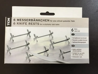 TCM * 6 Messerbänkchen * hochglänzend verchromt * NEU und OVP - Bild 1 von 2
