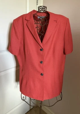 Chaqueta Blazer De Colección Le Suit Essentials Naranja Manga Corta Talla 18 Botones Delanteros Foto 1 de 4