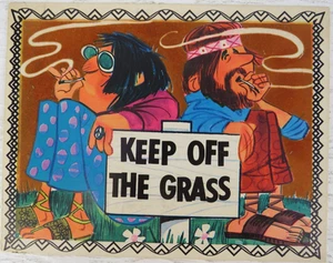 Vintage 1970's Charm Craft Hi Sign Keep Off the Grass Hippy smoking Picture weed - Picture 1 of 9